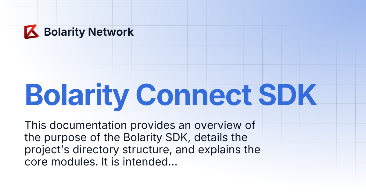 Bolarity Connect SDK | Bolarity Network